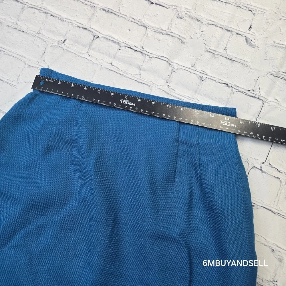 Norton McNaughton Vintage Blue Pencil Skirt Size 10 High Waist Lined Knee Length